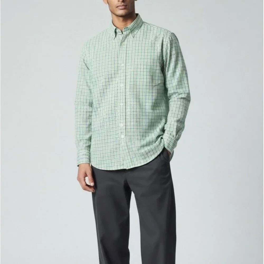 J Crew Mens Shirt Cotton Tailored Fit Plaid Button Down Size Small Yellow Blue - Picture 4 of 9